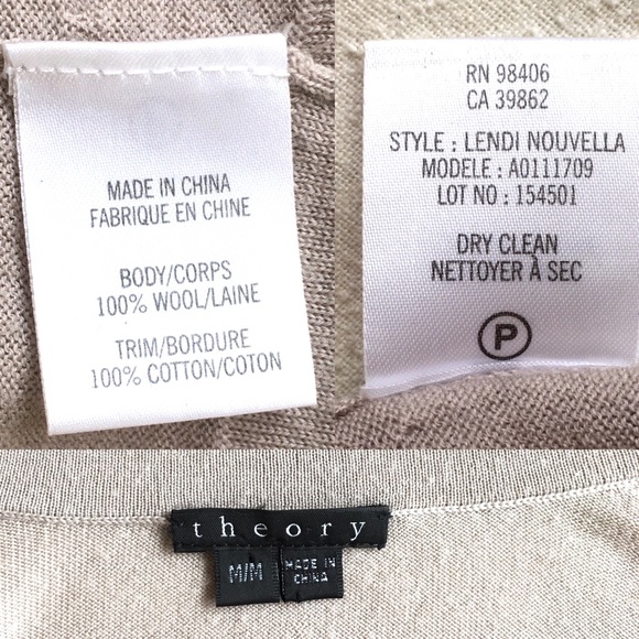 Theory Cardigan Women’s Medium, Tan, Brass Accents - Picture 8 of 8